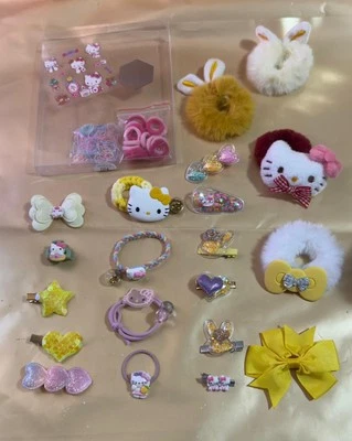 Conjunto de accesorios para el cabello Hello Kitty corbatas/cintas/clips regalo de belleza para niñas (amarillo) Foto 1 de 4