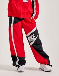 *NUEVO CON ETIQUETAS* Pantalones tejidos de gran tamaño Nike Sportswear [NEGRO/ROJO/BLANCO] para mujer MEDIANOS EE. UU. - Imagen 1 de 5