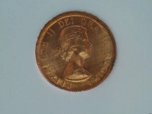 1959 Canada Small Cent Penny Uncirculated Red - Foto 1 di 2