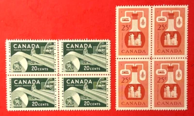 CANADA Sc#362-363 1956 Paper &Chemical Industry 2Blocks x4 MNHOGVFXF (22-263) - Image 1 of 3