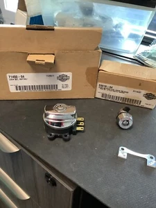Harley Lock Set Softail 71450-047 and Fuel Door Release 53919-04 OEM (NO KEYS) - Picture 1 of 4