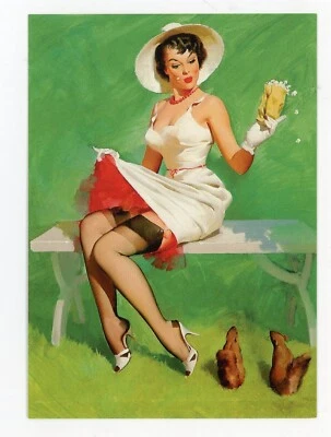 Reproducción Postal Personas Mujer Modelo Cromo Pin Up 4x6 en el Parque Sin Publicar Foto 1 de 2