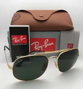 New RAY-BAN Sunglasses GENERAL RB 3561 001 57-17 Gold Frames G-15 Green Lenses - Picture 1 of 12