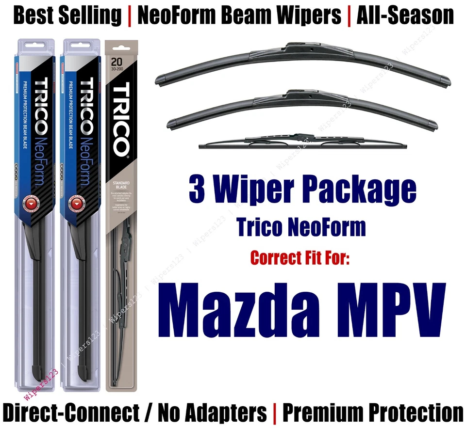 Paquete de 3 limpiaparabrisas delanteros y traseros - NeoForm - apto para Mazda MPV 1995-1996 - 16220/200/30160 Foto 1 de 1