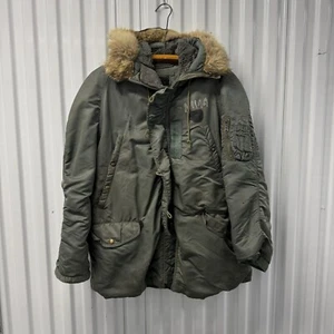 Vintage 1950s US Air Force N3B Parka Coat Sz Medium Flying Jacket Stencil - Picture 1 of 22