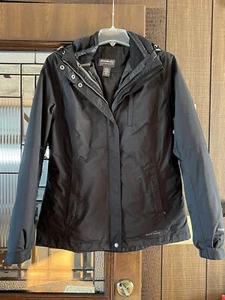 Abrigo aislante Eddie Bauer 3 en 1 para mujer mediano negro dos capas forrado en invierno - Imagen 1 de 9