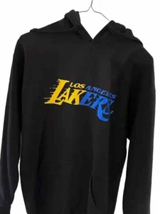 SUDADERA CON CAPUCHA NEGRA LOS ANGELES LAKERS TALLA PEQUEÑA AMARILLO Y AZUL LOGO BALONCESTO - Imagen 1 de 10