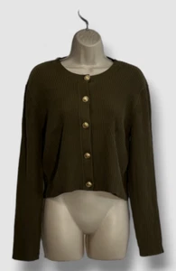 $395 Derek Lam 10 Crosby Women's Green Long-Sleeve Lenora Cardigan Sweater Sz XL - Picture 1 of 3