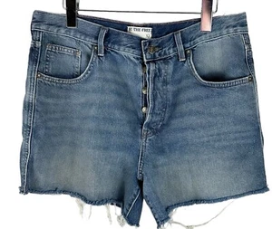 Free People We The Free Jeansshorts Größe 32 Knopf hoher Bund roher Saum abgenutzt - Bild 1 von 14