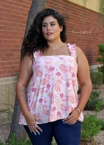 Nuevo TALLA GRANDE Mujer BUTTERY SUAVE ROSA PAISLEY CAMISETA SIN MANGAS TÚNICA 1X 2X 3X EE. UU. - Imagen 1 de 5