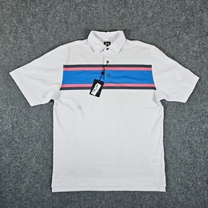 New With Tags Foot Joy FJ Golf Polo Shirt Striped White Men's Size Large Club - Picture 1 of 11