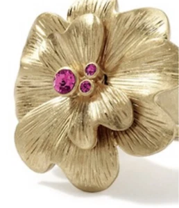 Lia Sophia Large Flower Cocktail Ring Gold Tone New Size 8 - Picture 1 of 7