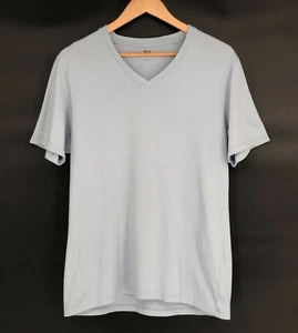 Uniqlo Mens Supima Cotton V-Neck T-Shirt M Light Blue Casual Soft Quiet Luxury - Picture 1 of 5