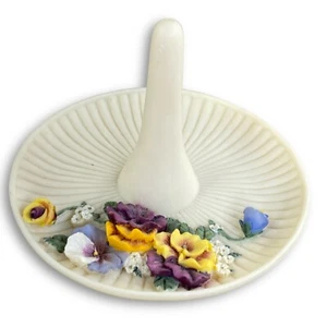 De colección Estilo Artesanal Pansy Colección Leonardo Porta Anillo Baratijas Plato Floral - Imagen 1 de 4