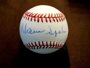 WARREN SPAHN ATL BRAVES 300 WIN HOF SIGNED AUTO VINTAGE OL BASEBALL JSA BEAUTY - Picture 1 of 3