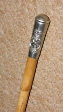 Vintage Military Army Cadet Force Bamboo Swagger Stick - Silver Top