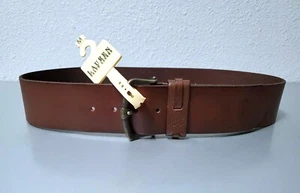 LAUREN RALPH LAUREN WOMENS ANTIQUATED SINGLE-PRONG BROWN CALF-LEATHER WIDE BELT - Picture 1 of 6