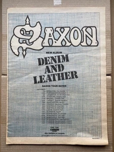 SAXON DENIM AND LEATHER POSTER SIZED original music press advert from 1981(aged) - Picture 1 of 1