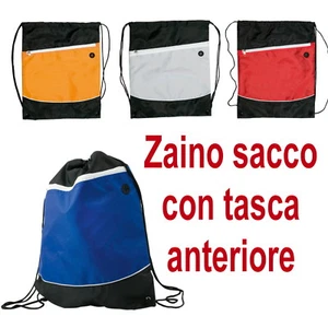 ZAINO BORSA TRACOLLA SACCO SACCA ZAINETTO MARE CERNIERA NERO BIANCO ROSSO BLU - Foto 1 di 5