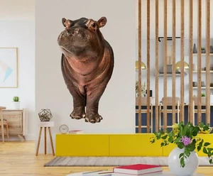 3D Hippo G570 Animal Wallpaper Mural Poster Wall Stickers Decal Honey - Picture 1 of 6
