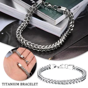 1x Classic Bracelet Bangle Punk Men's Gold Silver black steel Titanium GXT W7H6 - Picture 1 of 12