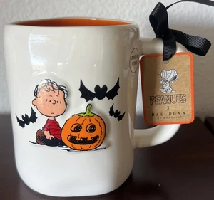 Rae Dunn Peanuts SPOOKY Linus große Kürbisfledermäuse Halloween doppelseitig 18 Unzen Becher - Bild 1 von 6
