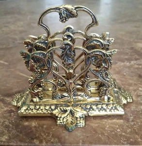 Ordinatore/Porta lettere ornato vintage ottone massiccio 2 sezioni firmato CBF Inghilterra - Foto 1 di 6