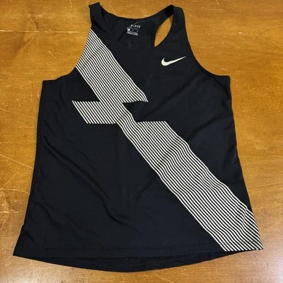 Nike Shirt Womens Medium Black Dri Fit Sleeveless Tank Top Run Active Miler Foto 1 de 4