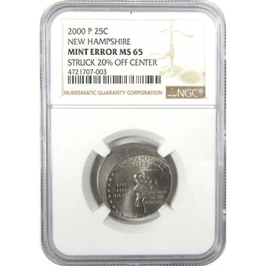 2000 P New Hampshire State Quarter MS 65 NGC Off Center SKU:I19393 - Picture 1 of 4