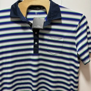 RLX Ralph Lauren Golf Polo Shirt Mens Size XL Blue Striped Short Sleeve NEW - Picture 1 of 6
