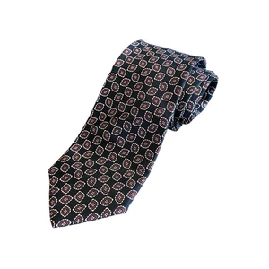 Vintage Christian Dior Monsieur Silk Tie Black Medallion 3.5" Wide USA Men’s - Picture 1 of 5