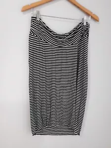 A Pea In The Pod Maternity Skirt Size M Stripes Navy Blue White Pull-on Knit - Picture 1 of 5