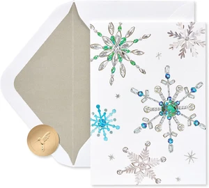 Papyrus Weihnachtskarten verpackt mit Umschlägen, wärmste Wünsche, Schneeflocken (14 Stück - Bild 1 von 8