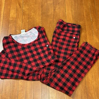Lucky Brand Womens XL, 2 Piece Pajama Set Long Sleeve Red Plaid Holiday Classic - Image 1 of 4