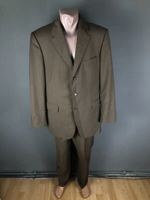 Burberry London Men Suit Vintage Blazer Pants Striped Brown Size 52 - Image 1 of 4