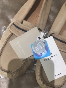 Boys slip on shoes From Zara Uk Size 3 Cream Color Leather - Picture 1 of 12