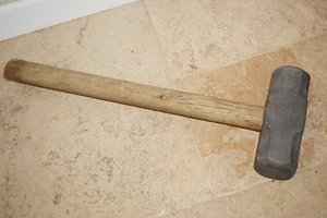 Vintage 7 lb double faced Short Sledge Hammer Strong Steel 3.8 kg 48 cm Hickory - Picture 1 of 9