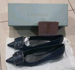 C.Paravano Flat Shoes for Women Ballet Pointed Toe Flats Leather Size 9.5 Blue - Picture 1 of 8