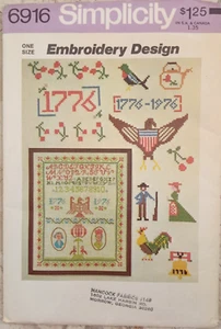 USA 1776 Bicentennial Cross Stitch Embroidery Transfer Pattern Simplicity 6916 - Bild 1 von 9