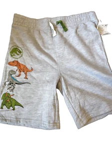 Boys Jurassic World Shorts Jogger Gray Dinosaur T-rex Velociraptor Triceratops L - Picture 1 of 4
