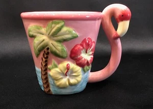 Pink Flamingo Hibiscus 3D Coffee Mug 14oz. Home - Picture 1 of 5