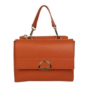 Schultertasche Leder Orange Crossbody Italien Sholulder Bag Italy zwei Taschen - Bild 1 von 4