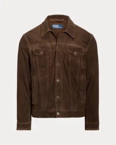 Chaqueta de Camionero Polo Ralph Lauren Cuero Gamuza en “Tabaco” (Marrón) Talla Grande - Imagen 1 de 8