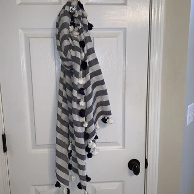 ann taylor scarf with pom poms Also, Would Be A Great Swimsuit Wrap. - Image 1 of 4