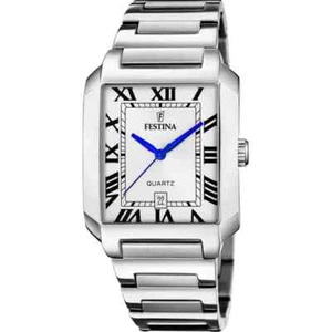 Festina F206771 Mens Silver Stainless Steel Square Analog Dial Quartz Wristwatch - Picture 1 of 4