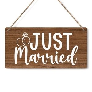 Just Married Rustic Wedding Sign 12x6 Inches Photo Props Party Decorations - Picture 1 of 7
