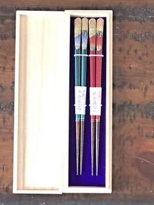 Japanisches Geschenk Essstäbchen Set Sunrising Fuji Mountain Ukiyoe a Made in Japan - Bild 1 von 2