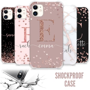 Personalisierte Hülle für iPhone 12 13 14 11 Pro 15 7 Anfangsname stoßfeste Abdeckung - Bild 1 von 27