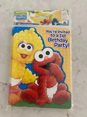 Sesame Beginnings Birthday Invitation with Envelopes - 6 Pack Amscan DesignWare - Image 1 of 4