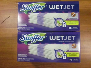 LOT Of 2 Swiffer WetJet Mop Refill Pads W/Absorb, Trap & Lock Strip 32ct - Picture 1 of 5